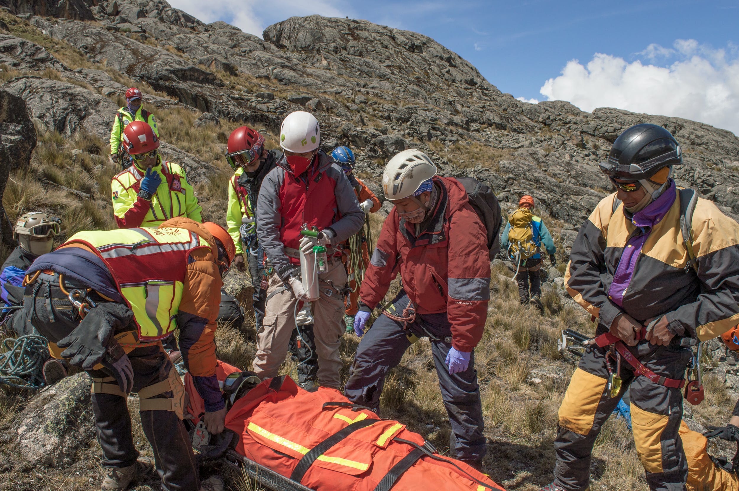 mountain rescue with casualty