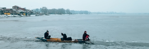 canoe in winter