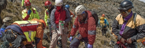 mountain rescue with casualty
